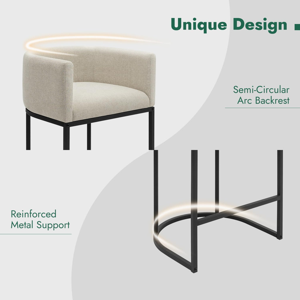 Counter Height Bar Stools Set of 2, 24 Inch Seat Height Barstools, Fabric Upholstered Bar Chair Island, Linen Counter