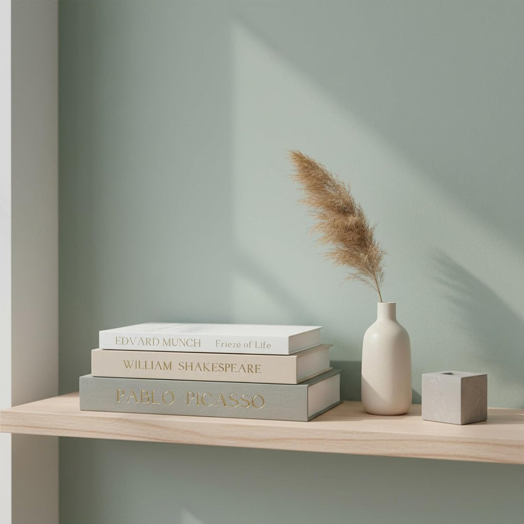 Decorative Books Decor-Set of 3 Linen Aesthetic Fake/Faux Books for Coffee Table/Bookshelf/Mantel Shelf Decoration