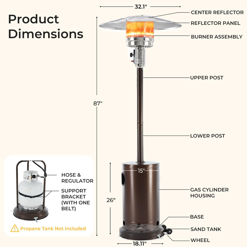 48, 000 BTU Propane Patio Heater with Sandbox for Outdoor Use
