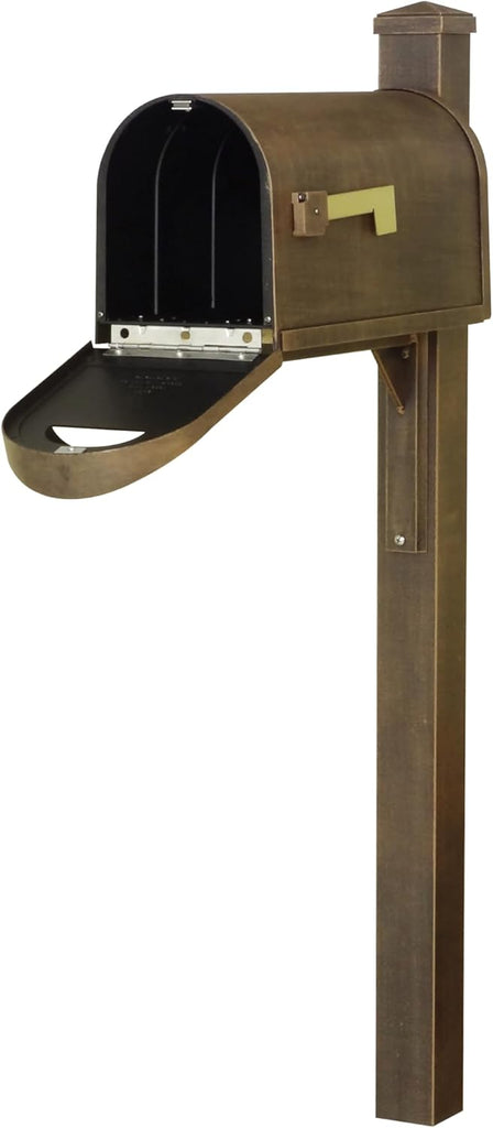Classic Curbside Mailbox with Wellington Post - Copper Aluminum Mailbox with Post