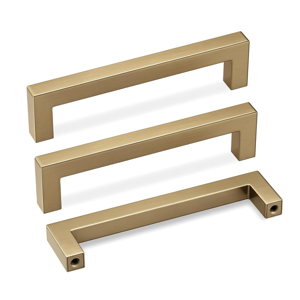 15 Pack 3-3/4 Inch Champagne Bronze Cabinet Pulls Square Handles