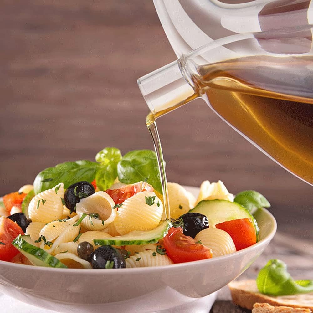 Olive Oil and Vinegar Dispenser Bottles Cruet, Kitchen 2 in 1 Glass Oil and Vinegar Dispenser, Dual Glass Oil