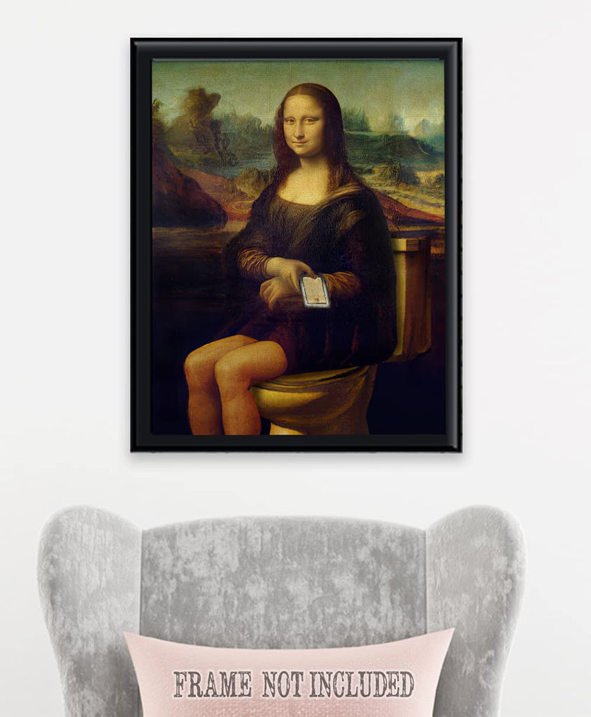 Mona Lisa on the Toilette 28x36 Unframed Print - Satirical Parody s, Dorm Rooms, Modern Art Studios or Cafes - Humor