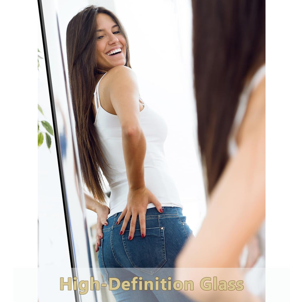 Oversized Full-Body Mirror, 76" x 34" Arched Full-Length Mirror, Black Metal Frame, Floor Mirror, Living/Dressing