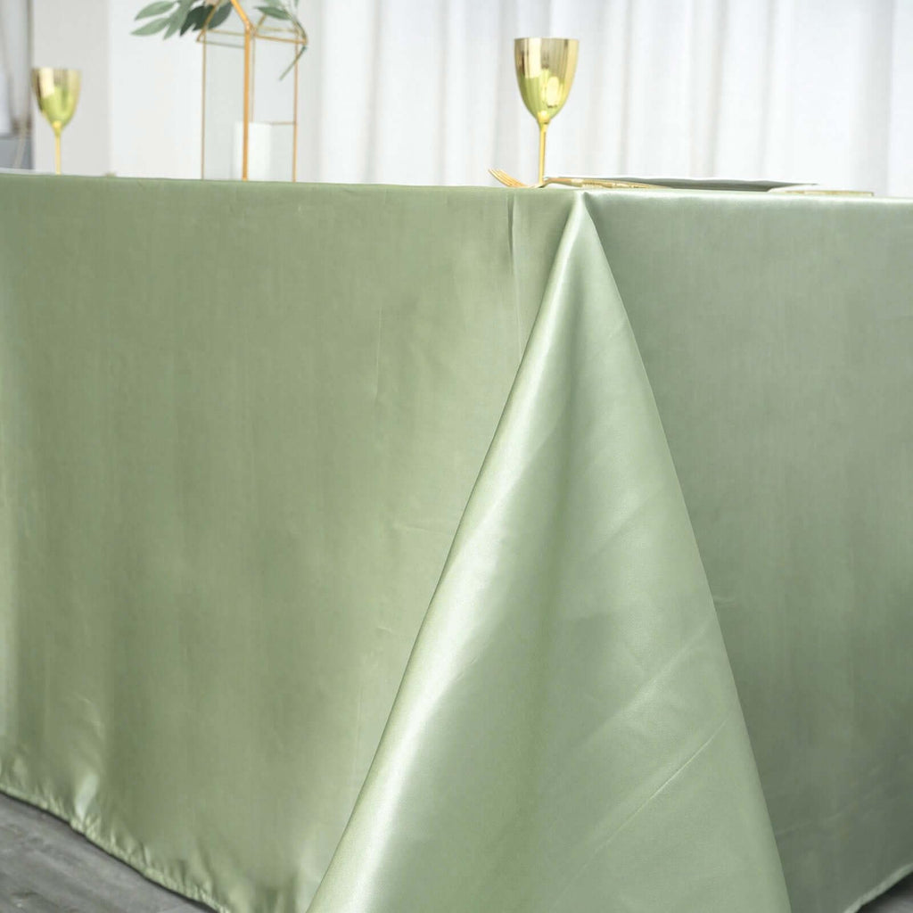 Rectangle Satin Tablecloth, 90"x132" Smooth Oblong Washable Table Cloth, Decorative Silky Fabric Table Cover for