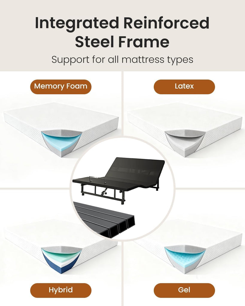 King Adjustable Bed Base Frame with Wireless Remote, Zero Gravity