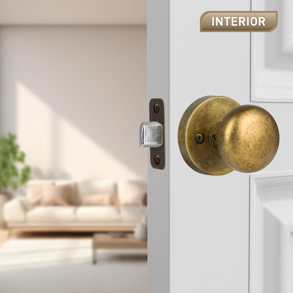 Antique Brass Bronze Passage Door Knobs Interior, Zinc Alloy