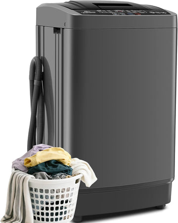 2.8 Cu.ft Portable Washer, 20 lbs Capacity Full Automatic Washing Machine with Drain Pump, 10 Wash Programs & LED