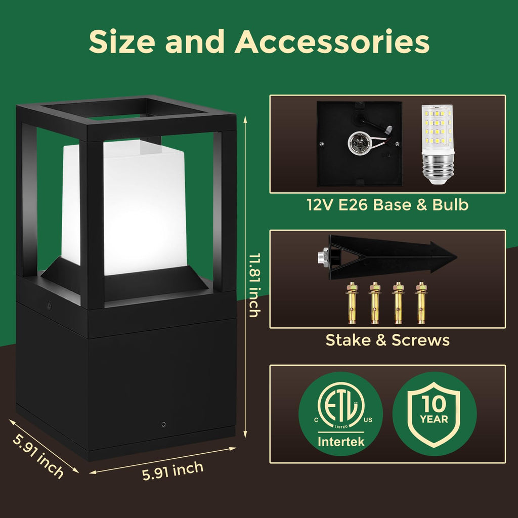 Landscape Bollard Lights Outdoor, Modern LED Column Light Super Bright, 12V Low Voltage Path Light, All-aluminum