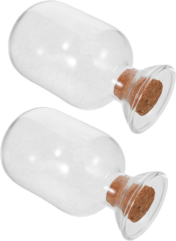 Vintage Inspired Glass Fireplace Match Holder with Cork Lid - Set of 2