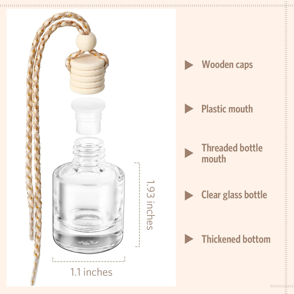 100 Pcs Car Diffuser Bottles Empty Bulk with Wood Cap, Classic, Clear