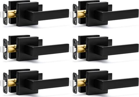 6 Pack Passage Door Handles Matte Black Door Knobs