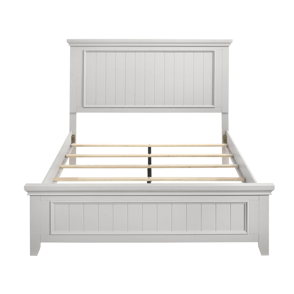 Farmhouse Panel Bed White Wood Shiplap Headboard Frame
