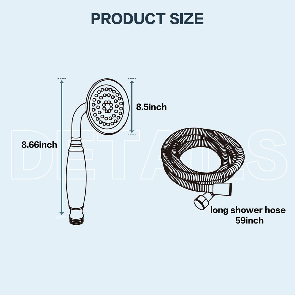 Vintage Hand-held Shower Rain Sprayer Telephone Shaped Ceramic Shower Head with 59 Inch Hose (Retro Bronze)