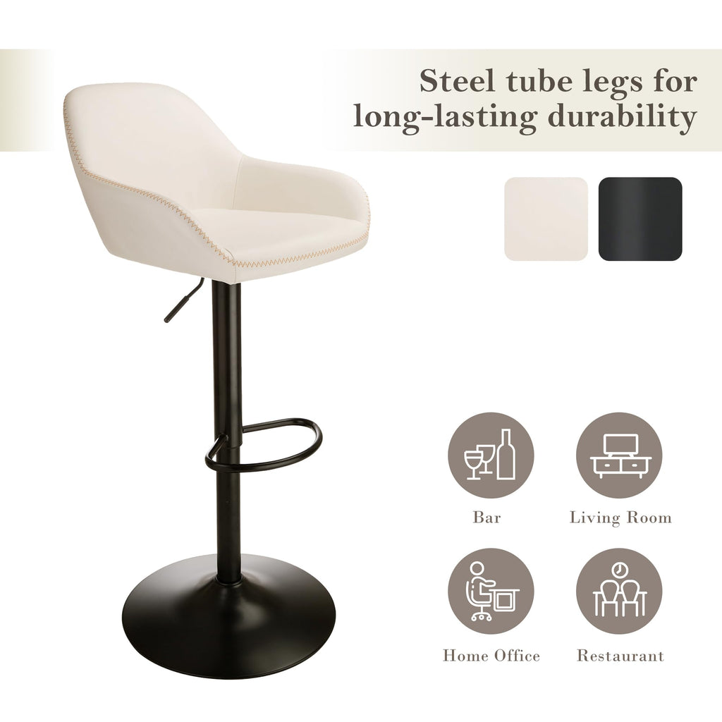 Bar Table and Chairs Set, Round Black Steel Pub Table with Soild Elm Wood Top and Bar Height Adjustable Swivel PU