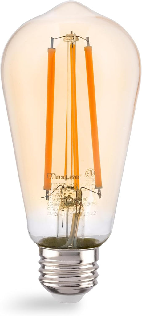 10W E26 Base Dimmable LED Bulb Enclosed Vintage Filament Glass, ST19 Shape, JA8 Listed - CRI 90