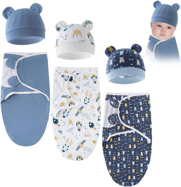Pack Baby Swaddle Sleep Sack with Hat Set for 0-3 months