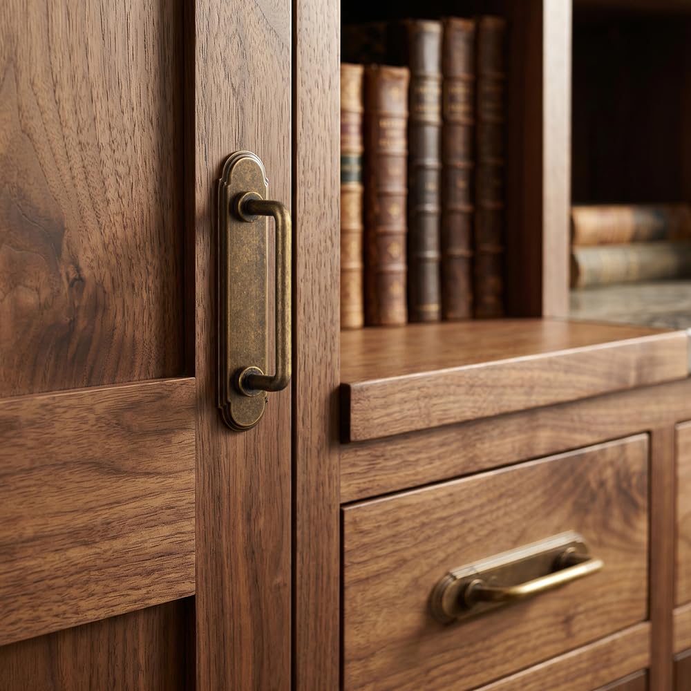Antique Brass Cabinet Pulls with Backplate, 3 Inch Hole Centers, 2 Pack Vintage Transitional Drawer Handles, Zinc