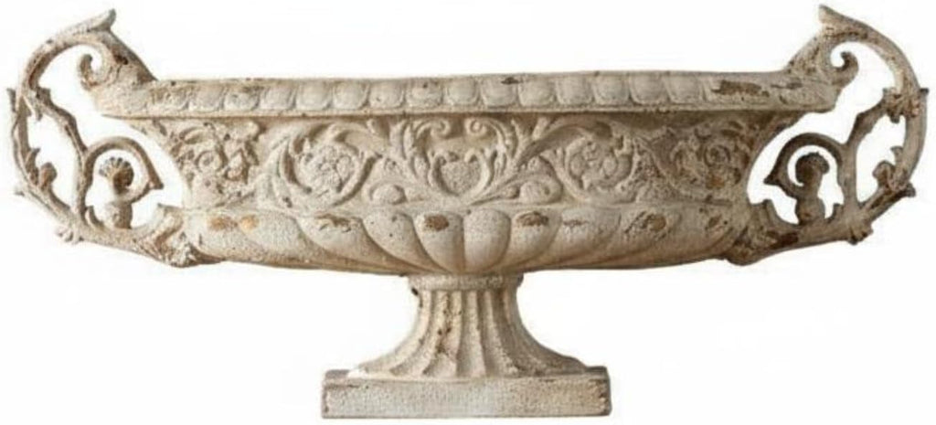 French Garden Urn Antique Stone Look Vintage Urn Planter Weather-Resistant Vintage Pedestal Planter , Outdoor