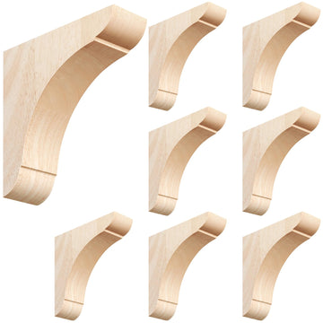 8 Pcs Wood Corbel Wooden Shelf Bracket, 8 x 8 x 1.75 Inches