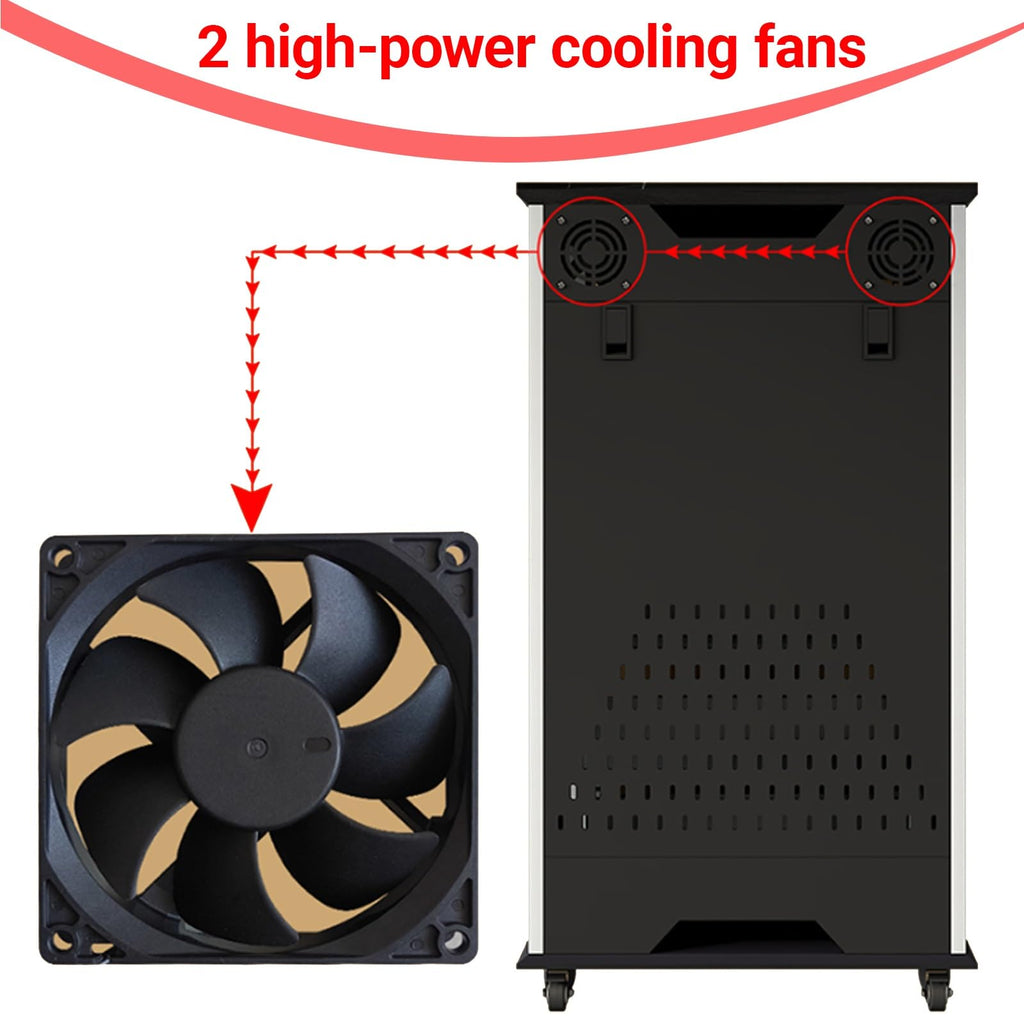 AV Stereo Media Solid Wood Storage Cabinet Adjustable Shelves, Movable AV Equipment Cabinet Display Stand with Cooling