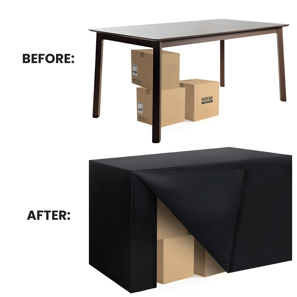2 Pack Fitted Tablecloth for 6 Foot Rectangle Tables 72 x 30 Inch Black Table Covers Water Resistant Polyester Table