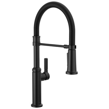 Rhett Pro Style Commercial Kitchen Faucet with Pull Down Sprayer, Single Hole Matte Black Kitchen Sink Faucet, Single