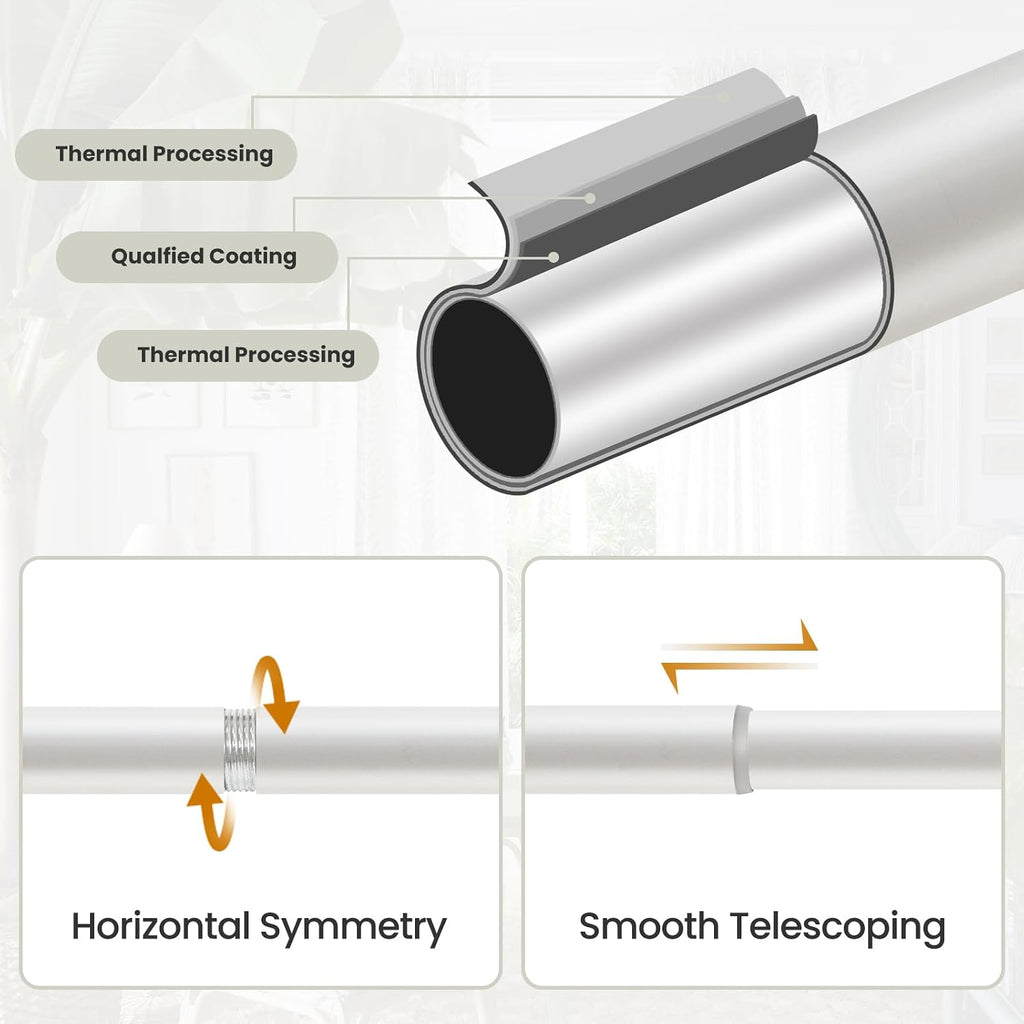 Heavy Duty Curtain Rod 18 to 64 inches (1.5-5.55 ft),1-Inch Diameter Adjustable Drapery Rod with Decorative Openwork
