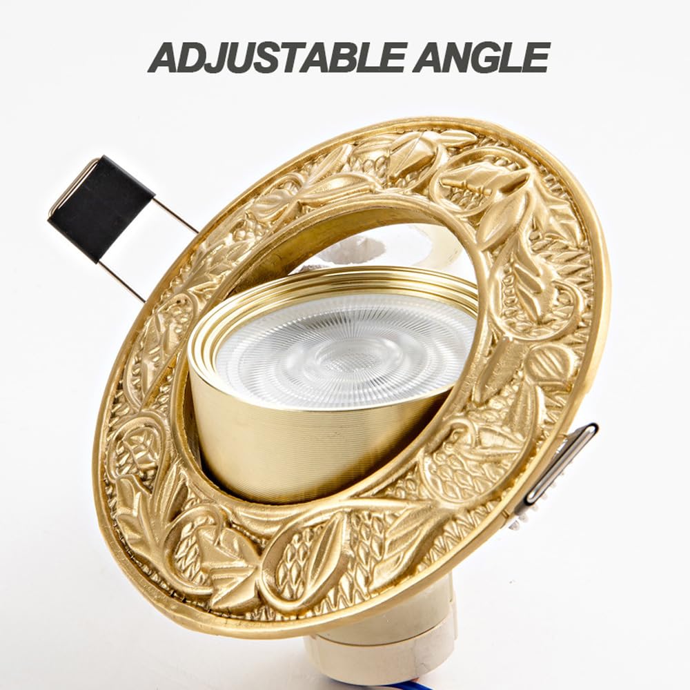 5W Vintage Brass Downlight Set of 4,Round Recessed Ceiling Light LED Recessed Lighting LED Round Ceiling Light Kit