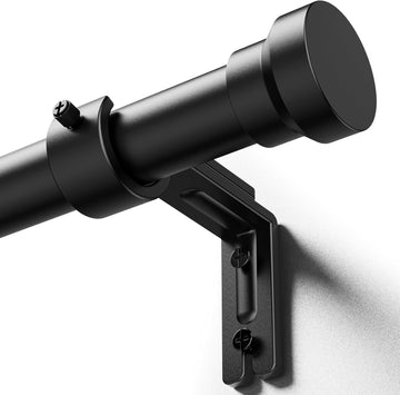 Curtain Rods 32-144 Inch, Heavy Duty 1 Inch Adjustable Curtain Rod for Windows, Black Extra Long Window Treatment