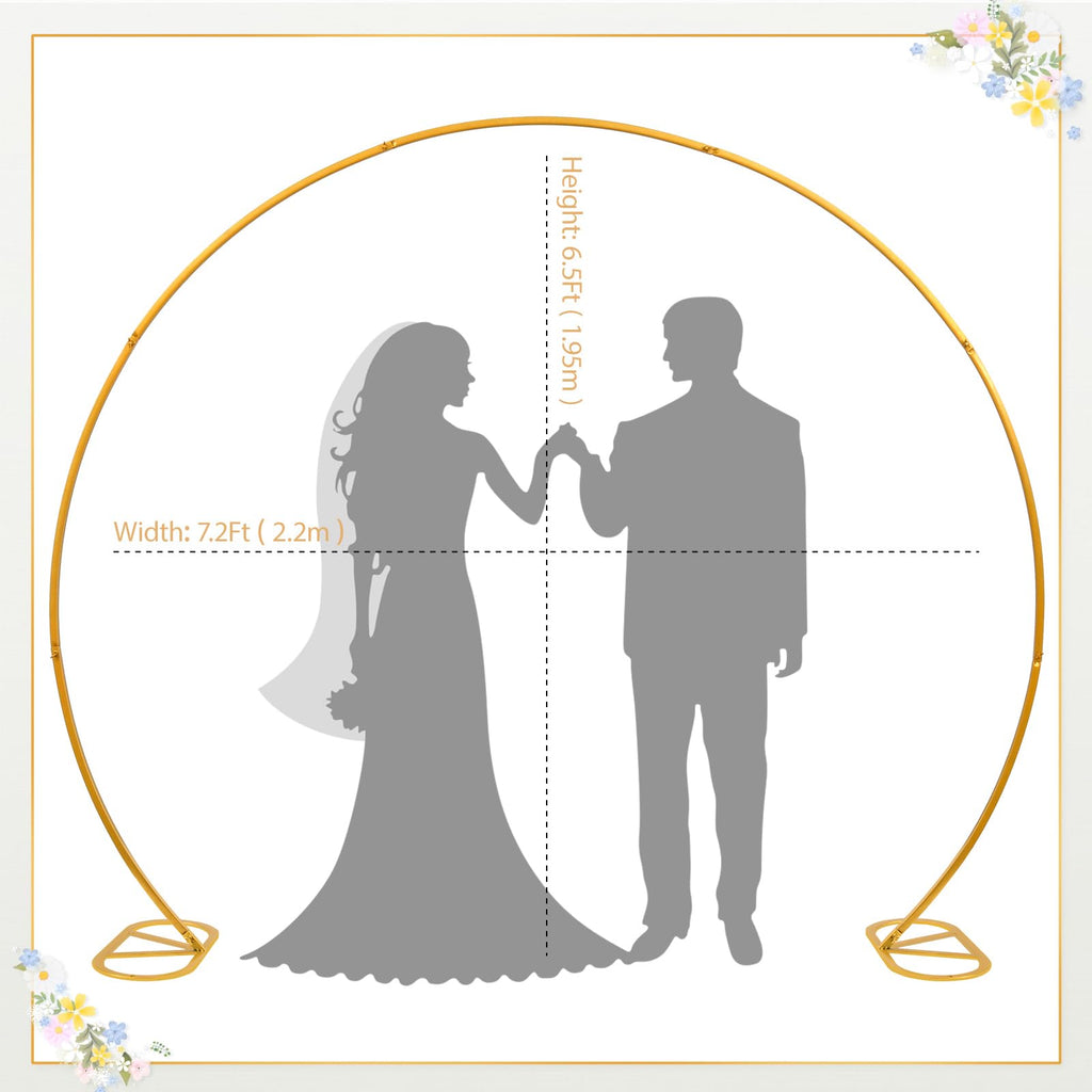 8ft Balloon Arch Stand, Round Backdrop Stand, Golden Circle Wedding Arch Frame for Wedding, Valentine's