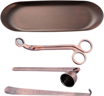 4-in-1 Stainless Steel Candle Care Kit for Candle Lovers, Red Bronze - Set of 4