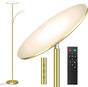 Polished Gold Floor Lamps, 44W/4500LM Premium 2 in 1 LED, Stepless Dimming & Smart Plug Ready, 69" Standing Floor