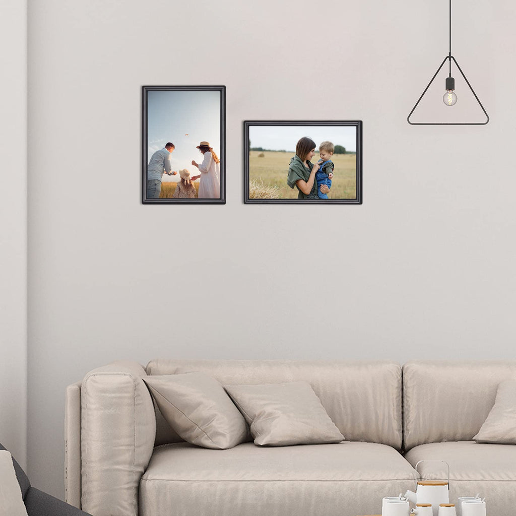 5x7 Matte Black Aluminum Picture Frame 2 Pack HD Glass Wall & Tabletop