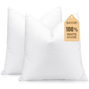 Set of 2 Down and Feather Throw Pillow Inserts 28x28 Soft Fluffy Pillow Inserts with 100% Down-Proof Cotton Cover