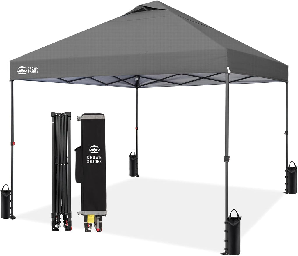 10x10 Pop Up Canopy Tent - Patented Center Lock One Push Instant Outdoor Canopy Beach Tent with STO-N-Go Bag 8 Stakes &