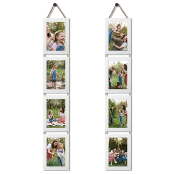 4x6 Collage Picture Frame White Set of 2, 8 Openings Hanging Picture Frames for Vertical 4 by 6 inch Pictures for