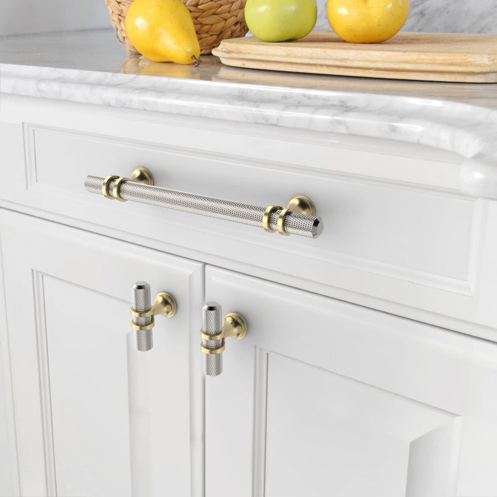 10 Pack Knurled Brushed Satin Nickel Cabinet Pulls 7 Inch Hole Center Kitchen Cabinet Handles for Drawer Dresser