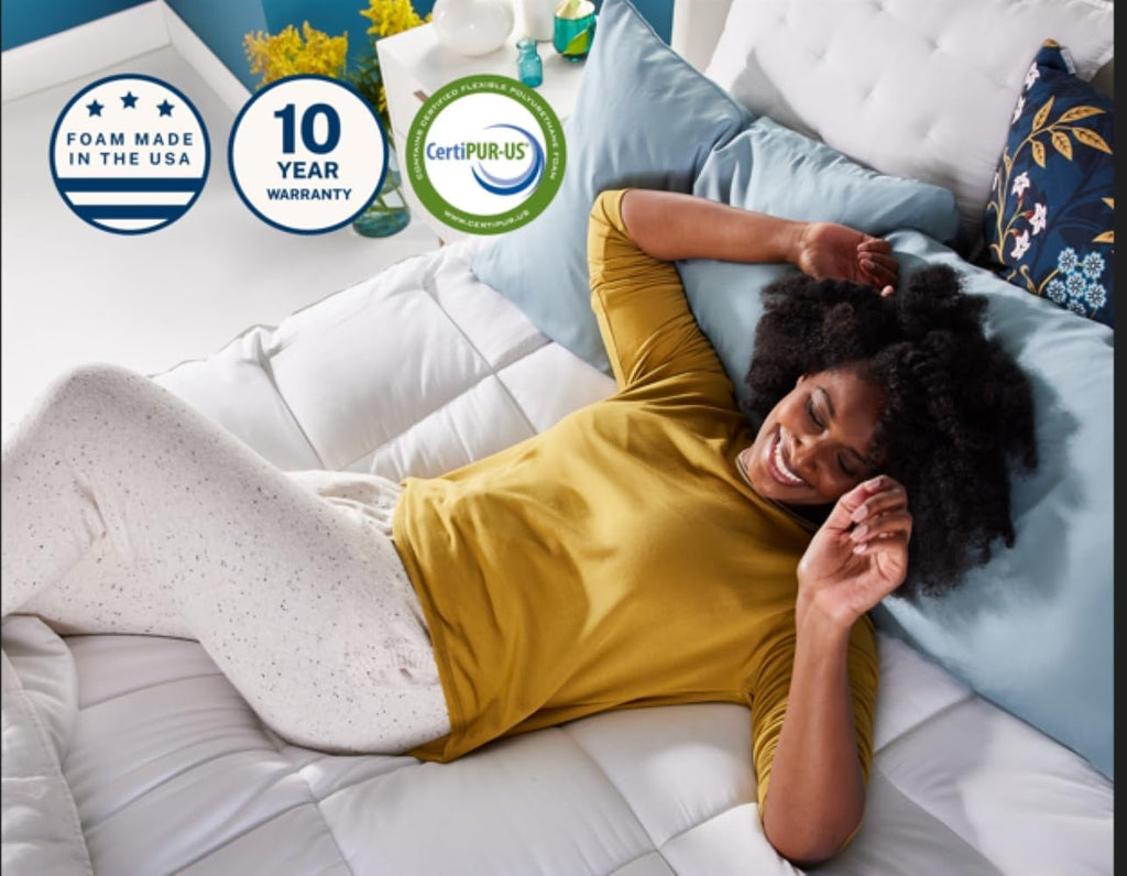 Dual Layer 4 Inch Memory Foam Mattress Topper, Queen Size, Ultra Soft Support, 3 Inch Cooling Gel Memory Foam Plus 1