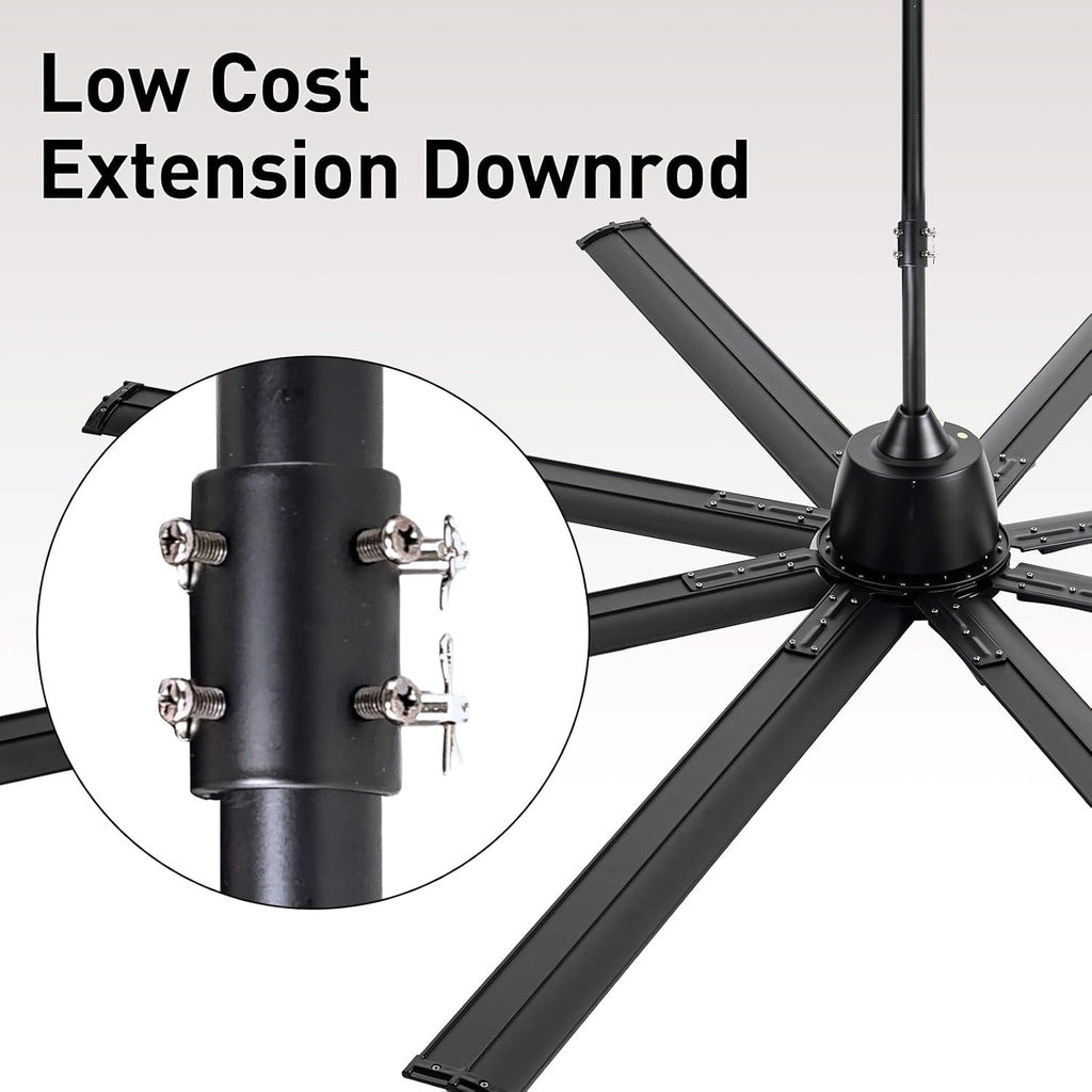 Ceiling Fan Downrod Coupler, Black — Joins Two 1" Non-Threaded Downrods, with Safety Clip
