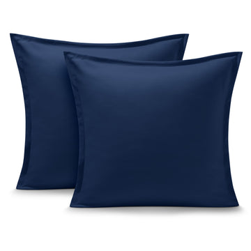 Pillow Sham Covers 1800 Ultra-Soft Set of 2 (Euro, Dark Blue)
