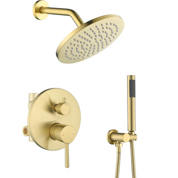 Shower System, All Metal Gold Shower Faucet Set, Brushed Gold