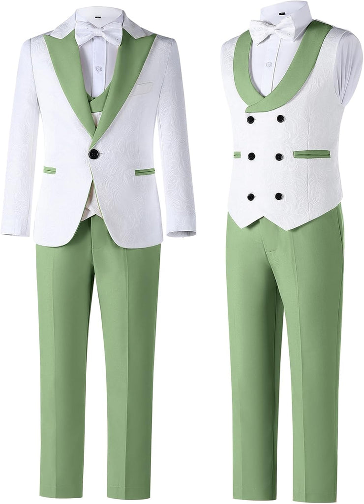 Suits for Boys Floral Jacquard Boys Tuxedo Suit 3 Piece Formal Dress
