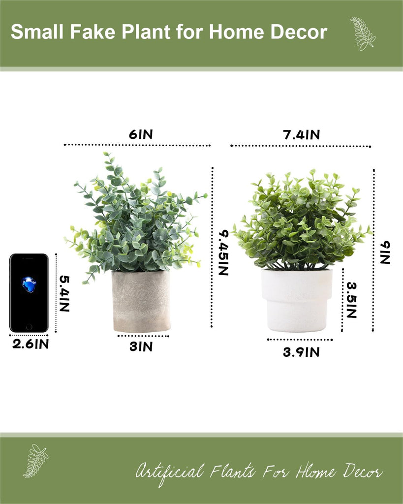 Small Fake Eucalyptus Potted Plants, Plastic Pot