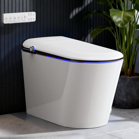 WANSID Elongated Smart Toilet With Bidet Built-in, Auto Open/Close Lid, Soft-Closed Heated Seat