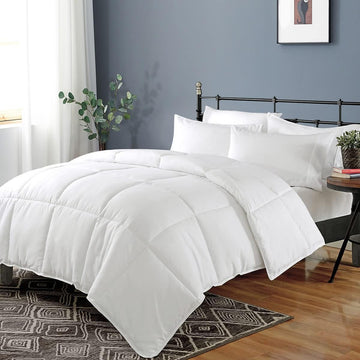100% Cotton Cover Comforter Full Size, Ultra-Soft Down Alternative Duvet Insert with Lyocell & ClimaloftTM Blend