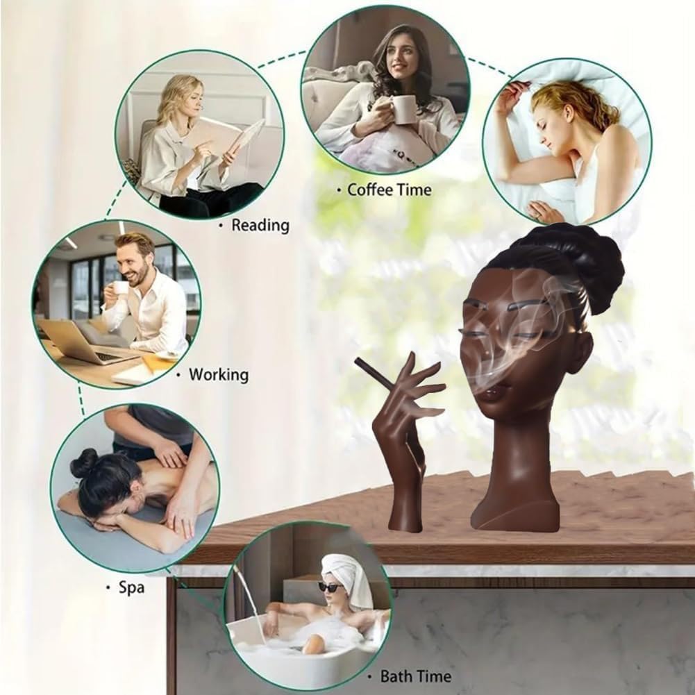 Elegant Head Incense Black Woman Burner - Stylish Incense Holder Black Women for Modern Home Decor - Unique Gifts