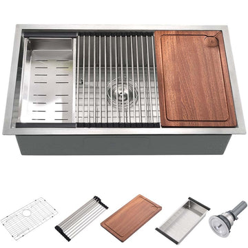 25x19 Inch Workstation Undermount Kitchen Sink, Stainless Steel