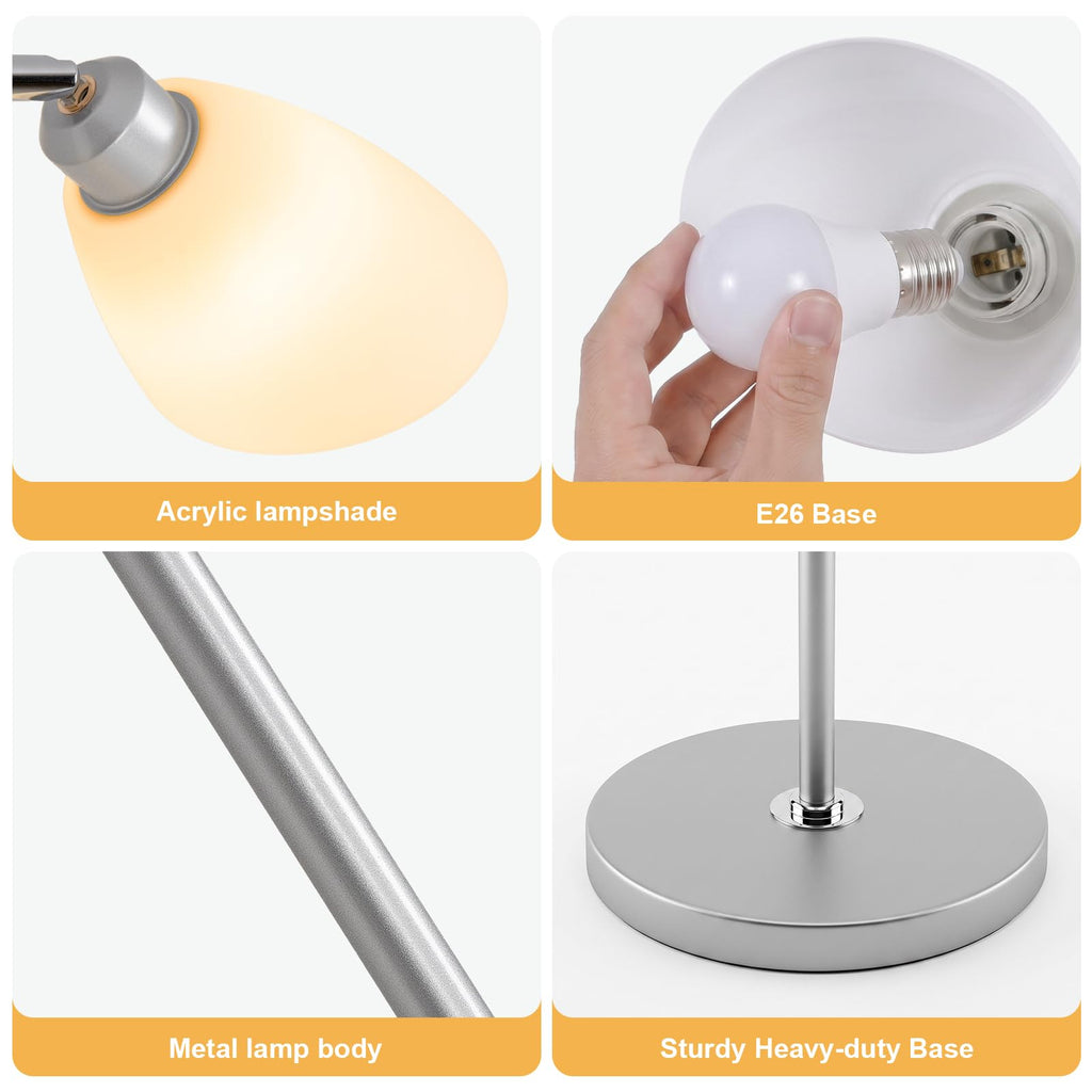 Silver Modern 3-Light Tree Floor Lamp, Adjustable Acrylic Frosted Shades