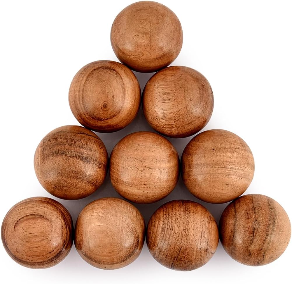 Acacia Wood Decorative Ball for Centerpiece or Individual Use Ideal for Use in Tray Bowl or Basket Décor - Set of 10